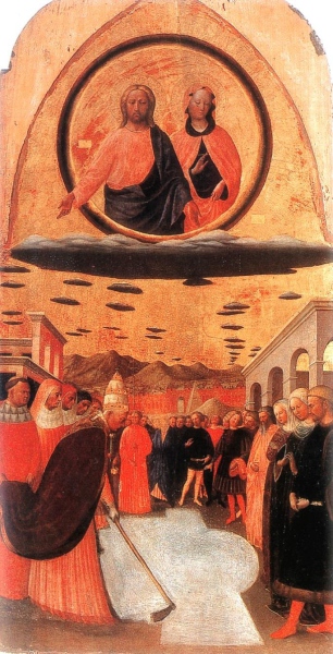 4) Masolino, Tritticodella Madonna delle Neve, Mittelteil des Tryptichonsmit dem Schneewunder, 1423/1428